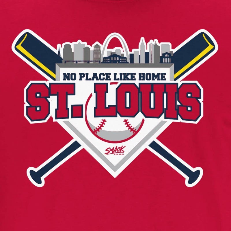 Smack Apparel St Louis Baseball Fans. No Place Like Home Red T-Shirt (Sm-5X) (Short Sleeve, Large) - Image 2